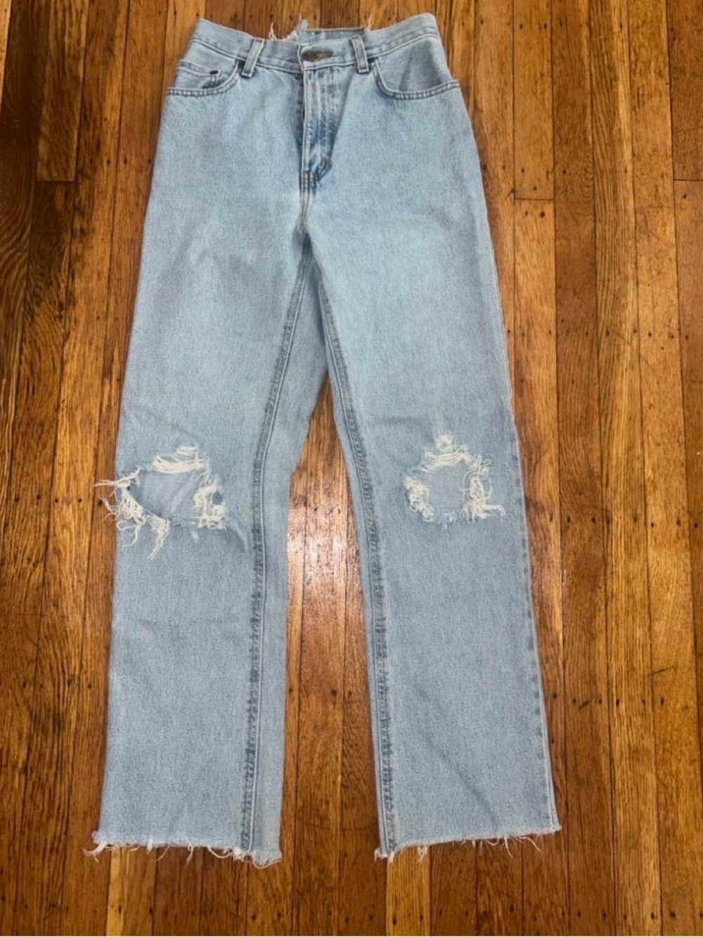 George Light Blue Distressed Straight Leg Jeans
